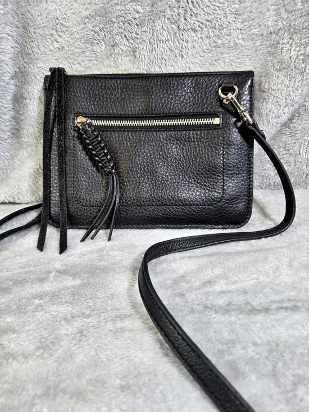 Vince Camuto Black Leather-Look Crossbody Bag
